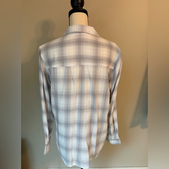 GAP Gray and White Plaid Shirt | Women's Sz L - Picture 4 of 6